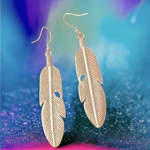 Women’s Sliver Dangle Feather Earrings